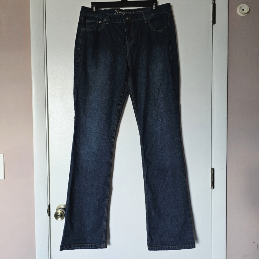Natural Reflections straight leg stretch dark-wash mid-rise tall women's jeans